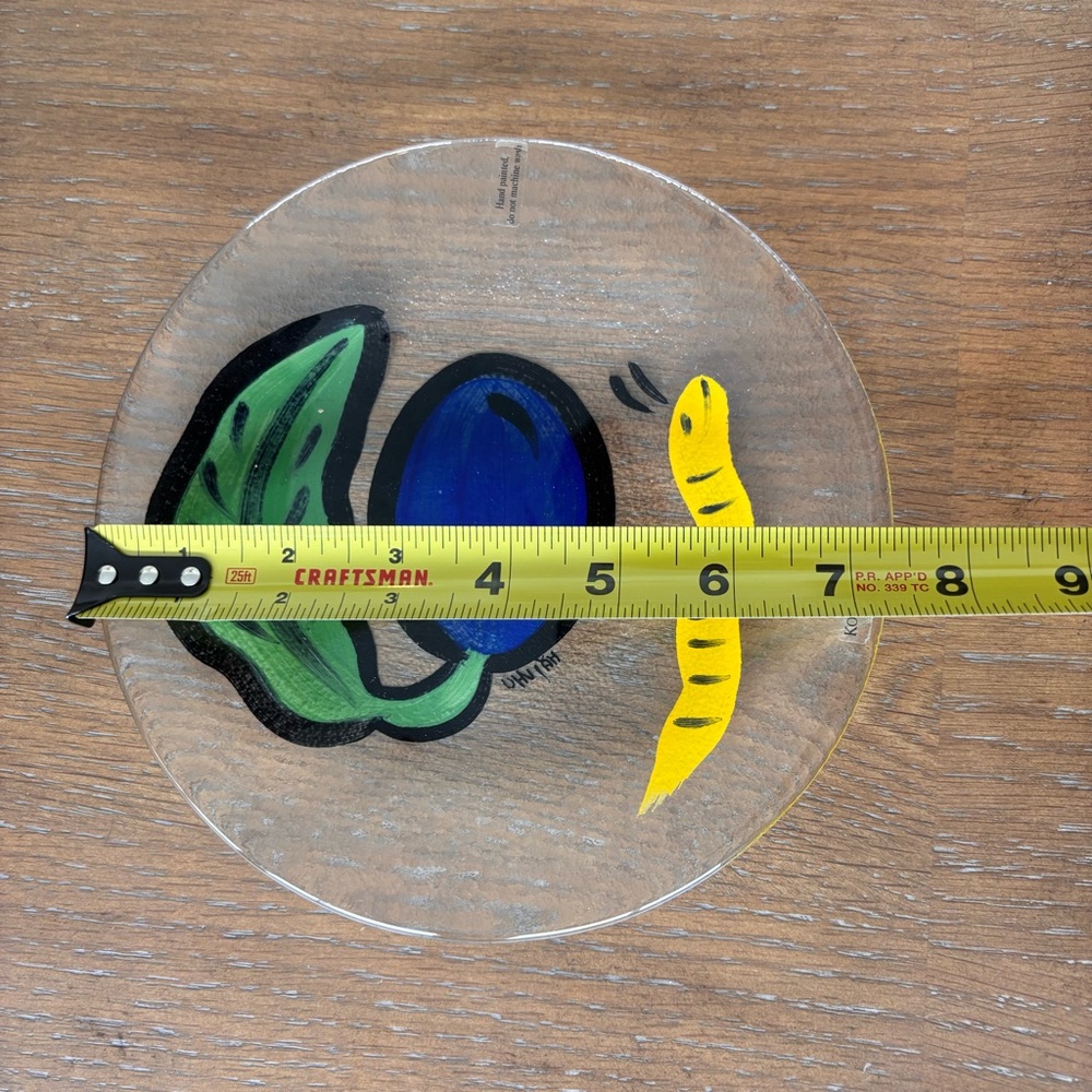 Ulrica Hydman-Vallien for Kosta Boda Hand painted Vintage Plate Fused Glass - Picture 5 of 5
